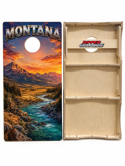 Montana Mountain Get Away Cornhole Design