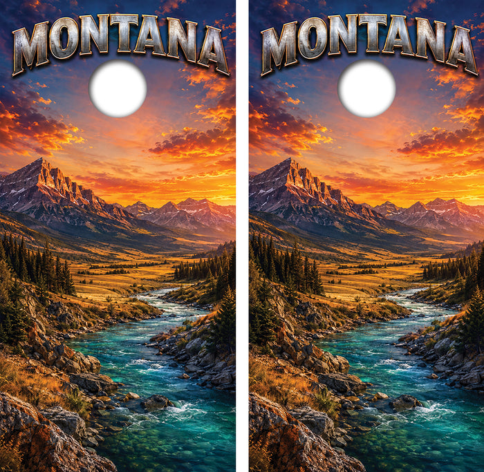 Montana Mountain Get Away Cornhole Design