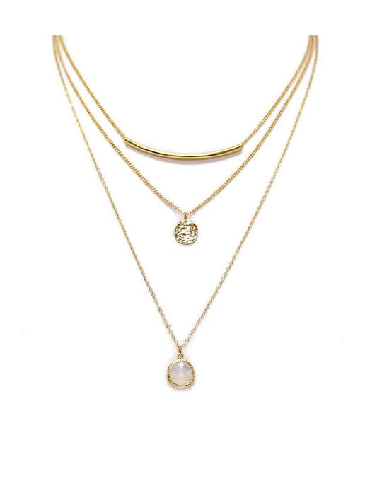 Multi Layer Drop & Coin Necklace - Gold