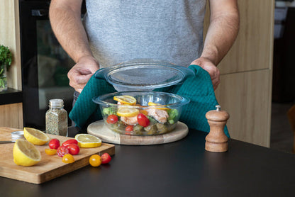 Multi-purpose round glass casserole dish - 4 IN 1 range
