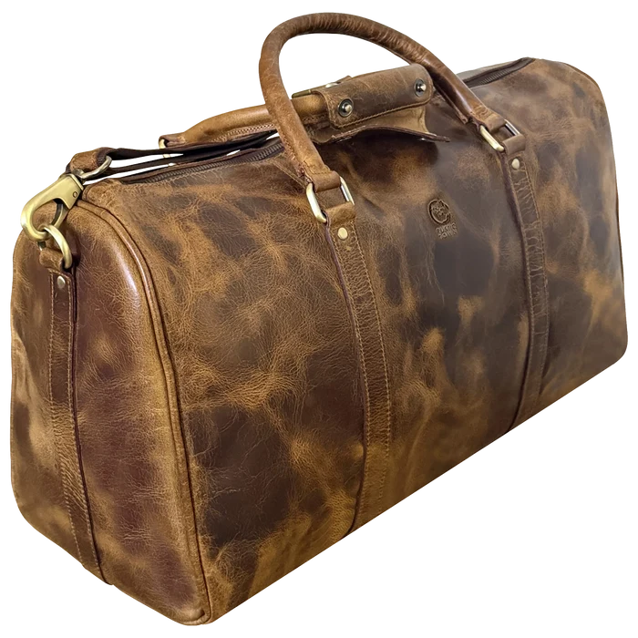 Nando Adventure Leather Travel Duffle Bag (Brown)