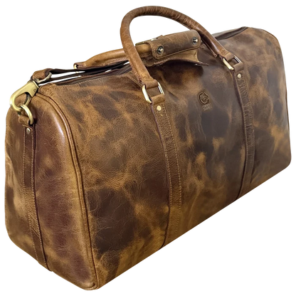 Nando Adventure Leather Travel Duffle Bag (Brown)