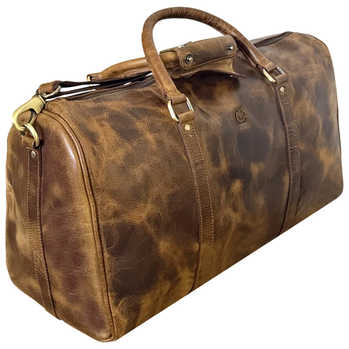 Nando Adventure Leather Travel Duffle Bag (Brown)