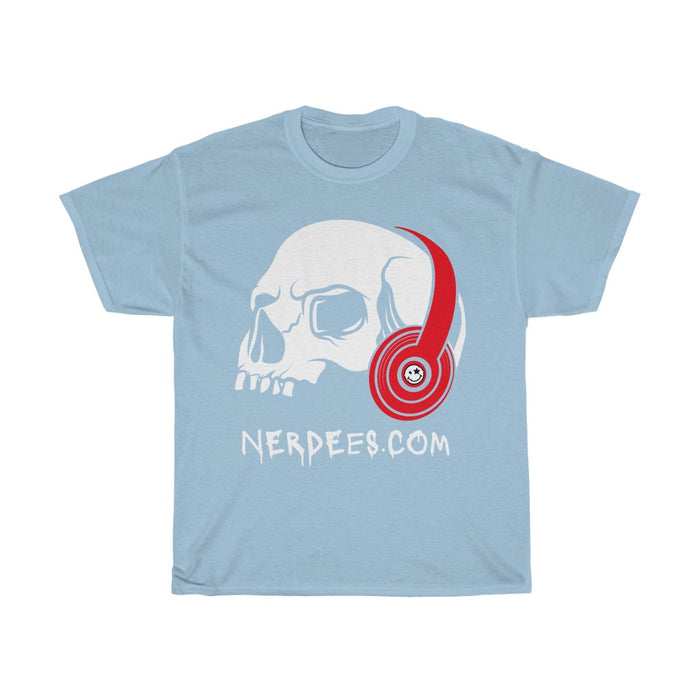 Nerdee's - Nerdees.com "Skull Phones" (Red Design 01) - Unisex Heavy Cotton Tee