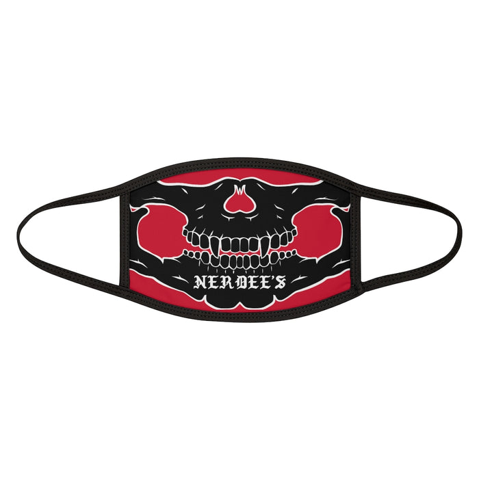 Nerdee's - "Skull Face" (BLK Design 02) - Mixed-Fabric Face Mask (Large/Adult Fit) - Dark Red