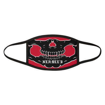Nerdee's - "Skull Face" (BLK Design 02) - Mixed-Fabric Face Mask (Large/Adult Fit) - Dark Red