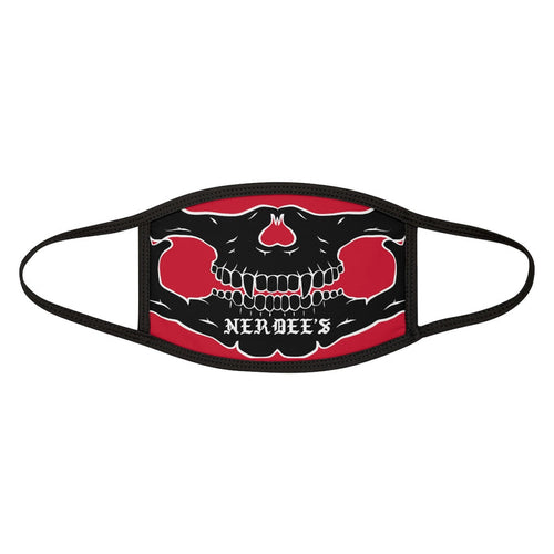 Nerdee's - "Skull Face" (BLK Design 02) - Mixed-Fabric Face Mask (Large/Adult Fit) - Dark Red