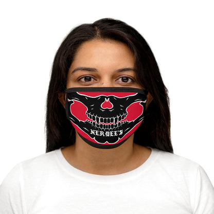 Nerdee's - "Skull Face" (BLK Design 02) - Mixed-Fabric Face Mask (Large/Adult Fit) - Dark Red