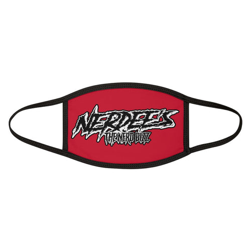 Nerdee's - The Nerd Bizz -  "Scratch" (WHT Design 01) - Mixed-Fabric Face Mask (Adult Large Fit) - Dark Red