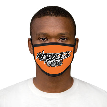 Nerdee's - The Nerd Bizz -  "Scratch" (WHT Design 01) - Mixed-Fabric Face Mask (Adult Large Fit) - Orange