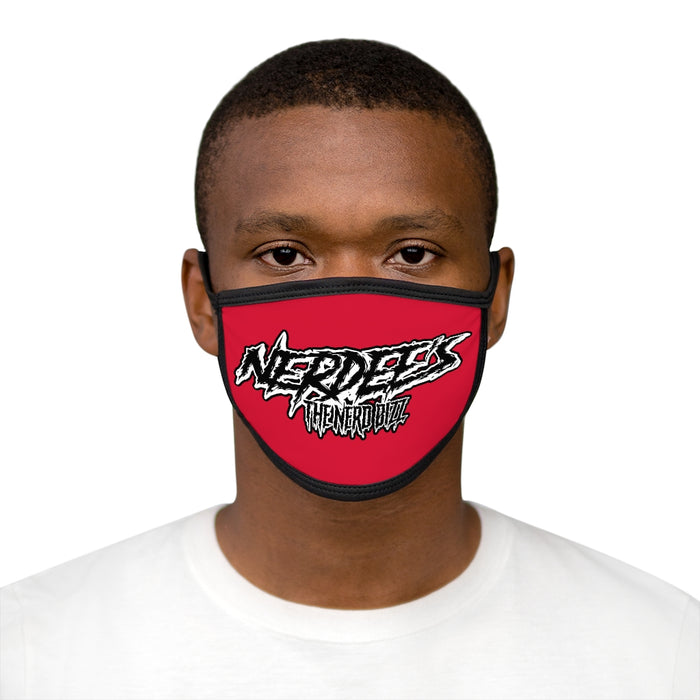 Nerdee's - The Nerd Bizz -  "Scratch" (WHT Design 01) - Mixed-Fabric Face Mask (Adult Large Fit) - Dark Red