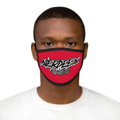 Nerdee's - The Nerd Bizz -  "Scratch" (WHT Design 01) - Mixed-Fabric Face Mask (Adult Large Fit) - Dark Red