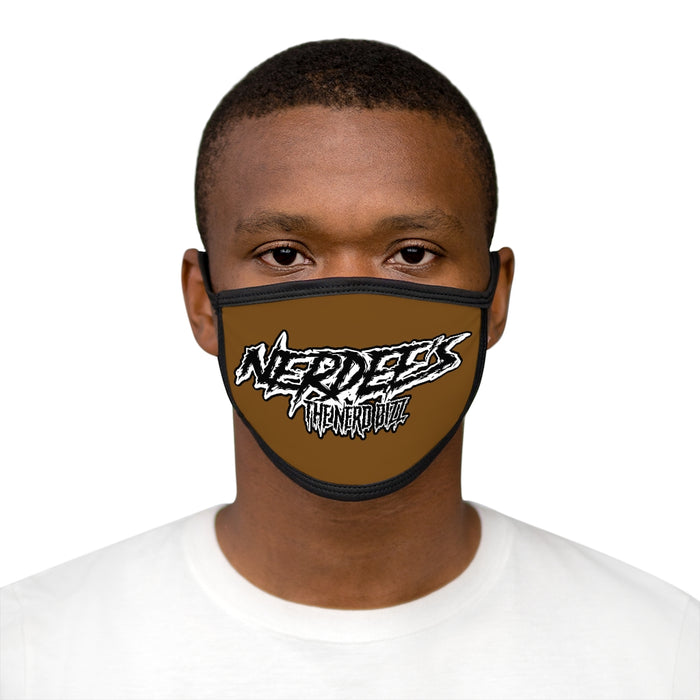 Nerdee's - The Nerd Bizz -  "Scratch" (WHT Design 01) - Mixed-Fabric Face Mask (Adult Large Fit) - Brown