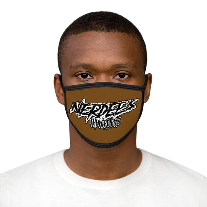 Nerdee's - The Nerd Bizz -  "Scratch" (WHT Design 01) - Mixed-Fabric Face Mask (Adult Large Fit) - Brown