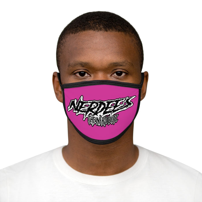 Nerdee's - The Nerd Bizz -  "Scratch" (WHT Design 01) - Mixed-Fabric Face Mask (Adult Large Fit) - Hot Pink