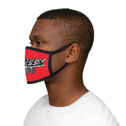 Nerdee's - The Nerd Bizz -  "Scratch" (WHT Design 01) - Mixed-Fabric Face Mask (Adult Large Fit) - Red