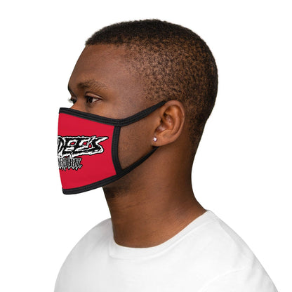Nerdee's - The Nerd Bizz -  "Scratch" (WHT Design 01) - Mixed-Fabric Face Mask (Adult Large Fit) - Dark Red