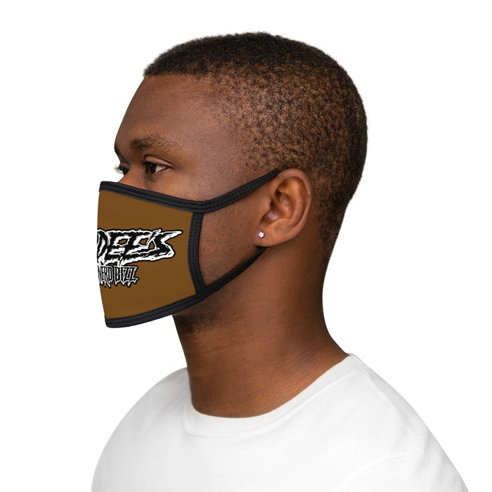 Nerdee's - The Nerd Bizz -  "Scratch" (WHT Design 01) - Mixed-Fabric Face Mask (Adult Large Fit) - Brown