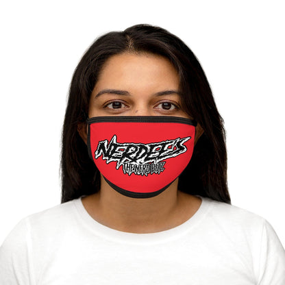 Nerdee's - The Nerd Bizz -  "Scratch" (WHT Design 01) - Mixed-Fabric Face Mask (Adult Large Fit) - Red