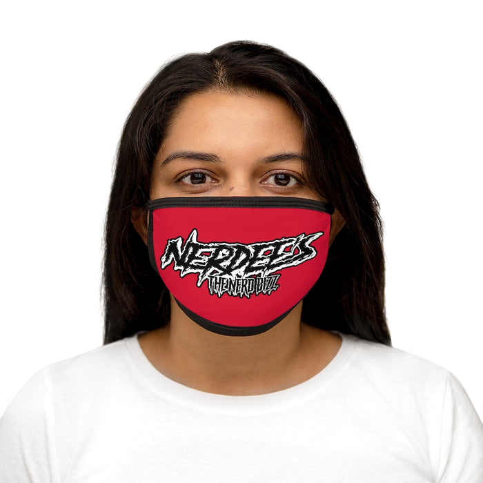 Nerdee's - The Nerd Bizz -  "Scratch" (WHT Design 01) - Mixed-Fabric Face Mask (Adult Large Fit) - Dark Red