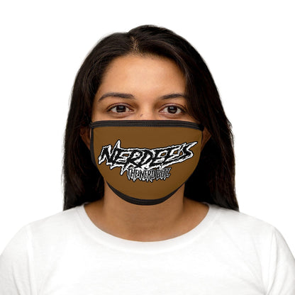 Nerdee's - The Nerd Bizz -  "Scratch" (WHT Design 01) - Mixed-Fabric Face Mask (Adult Large Fit) - Brown