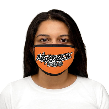 Nerdee's - The Nerd Bizz -  "Scratch" (WHT Design 01) - Mixed-Fabric Face Mask (Adult Large Fit) - Orange