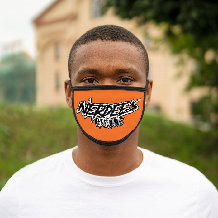 Nerdee's - The Nerd Bizz -  "Scratch" (WHT Design 01) - Mixed-Fabric Face Mask (Adult Large Fit) - Orange