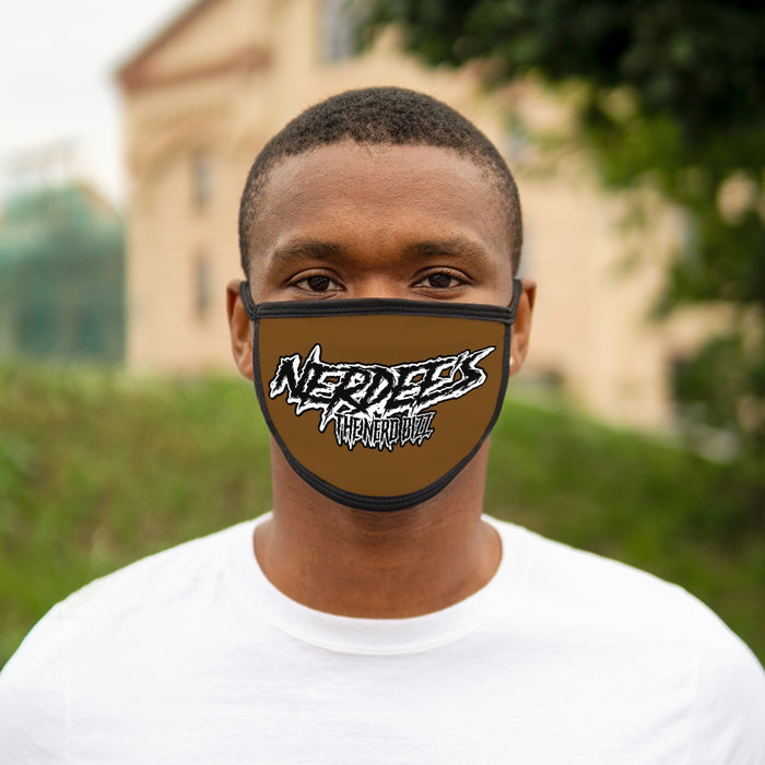 Nerdee's - The Nerd Bizz -  "Scratch" (WHT Design 01) - Mixed-Fabric Face Mask (Adult Large Fit) - Brown