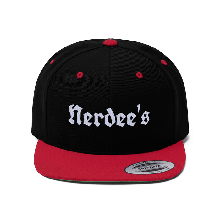 Nerdee's OE Logo (WHT) - Unisex Flat Bill Hat