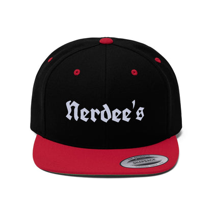 Nerdee's OE Logo (WHT) - Unisex Flat Bill Hat