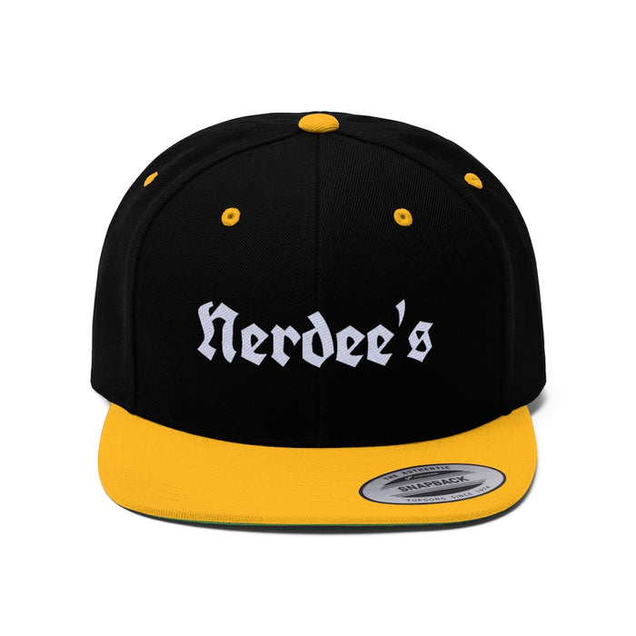 Nerdee's OE Logo (WHT) - Unisex Flat Bill Hat