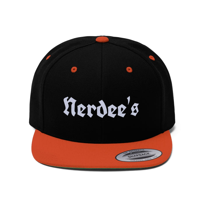 Nerdee's OE Logo (WHT) - Unisex Flat Bill Hat