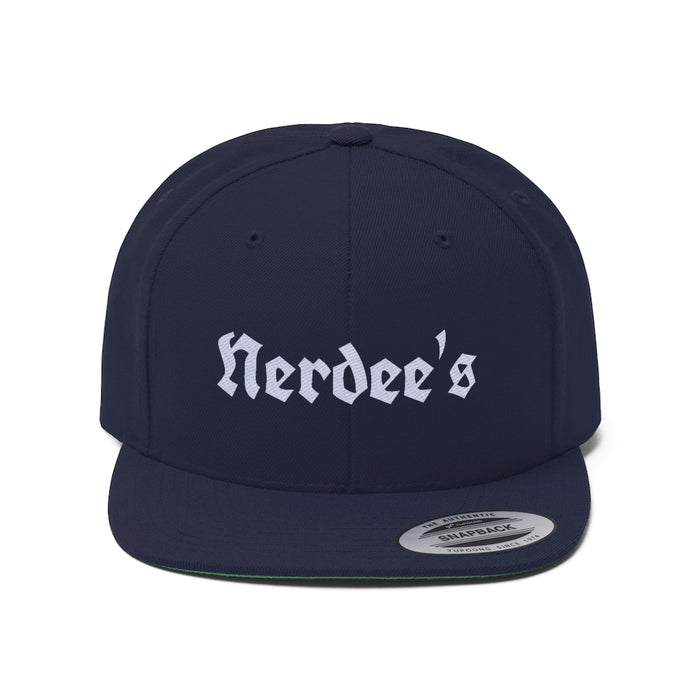 Nerdee's OE Logo (WHT) - Unisex Flat Bill Hat