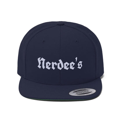 Nerdee's OE Logo (WHT) - Unisex Flat Bill Hat