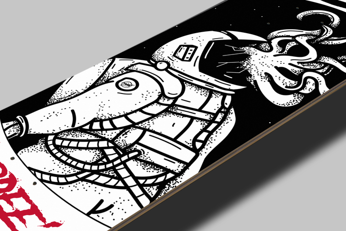Nerdee's Skate Shop - "Invasion" (WHT Design 01) - Skateboard Deck