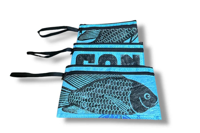 Nesting Upcycled Zip Pouch Cosmetic Bag Set, Sustainable, Saves Landfill Space