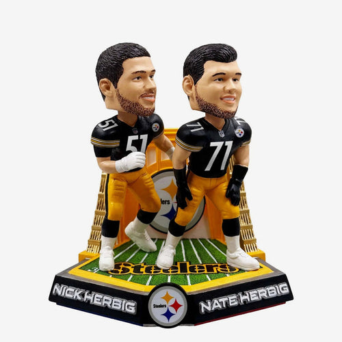 Nick Herbig & Nate Herbig Pittsburgh Steelers Bib Overalls Dual Bobblehead NFL