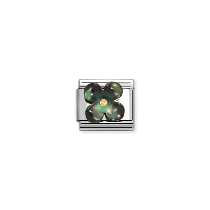 Nomination Classic 18K Gold & Black Mother of Pearl Flower Charm