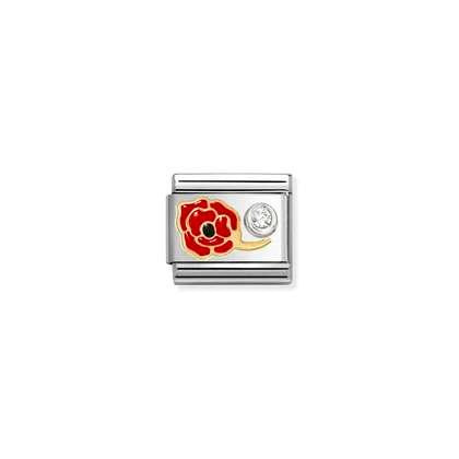 Nomination Classic 18K Gold Red Poppy CZ Charm
