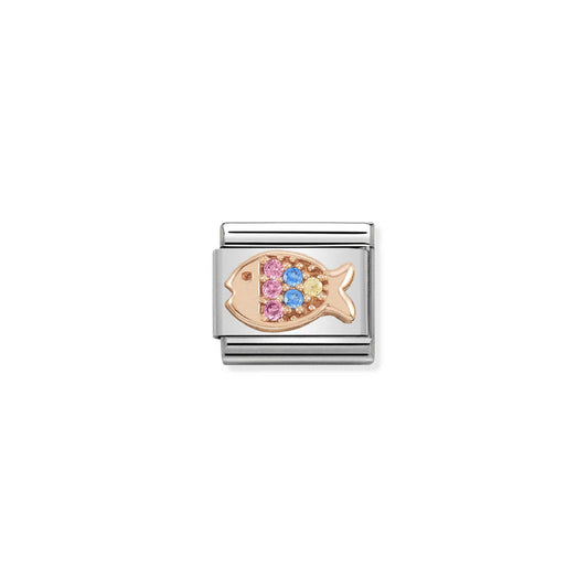 Nomination Classic Link 9K Rose Gold and Cubic Zirconia Fish Charm