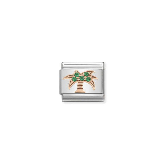 Nomination Classic Link 9K Rose Gold and Cubic Zirconia Palm Tree Charm