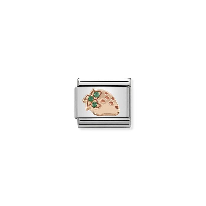 Nomination Classic Link 9K Rose Gold and Cubic Zirconia Strawberry Charm