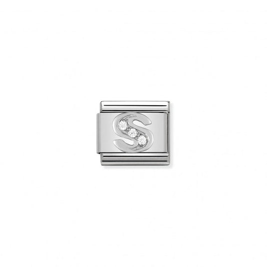 Nomination Classic Link Alphabet Silver and Cubic Zirconia Letter S Charm
