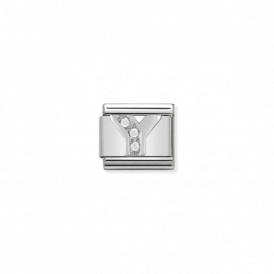 Nomination Classic Link Alphabet Silver and Cubic Zirconia Letter Y Charm