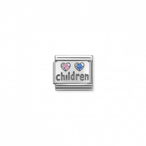 Nomination Classic Link Cubic Zirconia and Silver Pink and Blue Children Charm