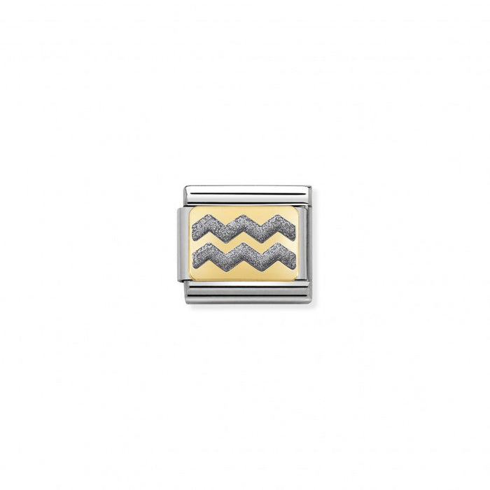 Nominaion Gold and Enamel Glitter Silver Zig-Zag Charm