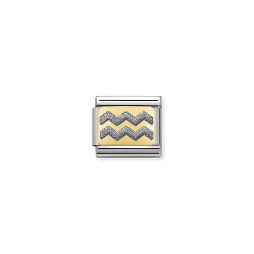 Nominaion Gold and Enamel Glitter Silver Zig-Zag Charm