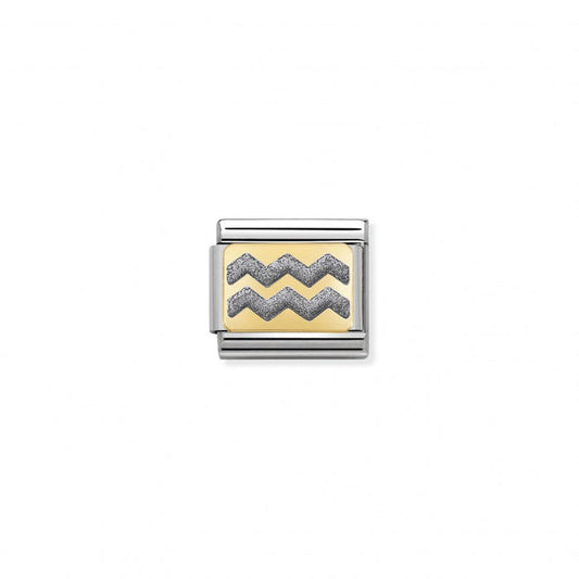 Nominaion Gold and Enamel Glitter Silver Zig-Zag Charm