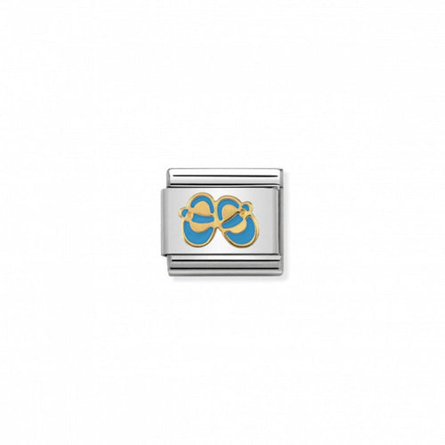 Nomination Gold and Enamel Light Blue Baby Shoes Charm