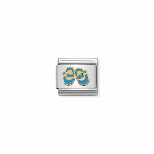 Nomination Gold and Enamel Light Blue Baby Shoes Charm